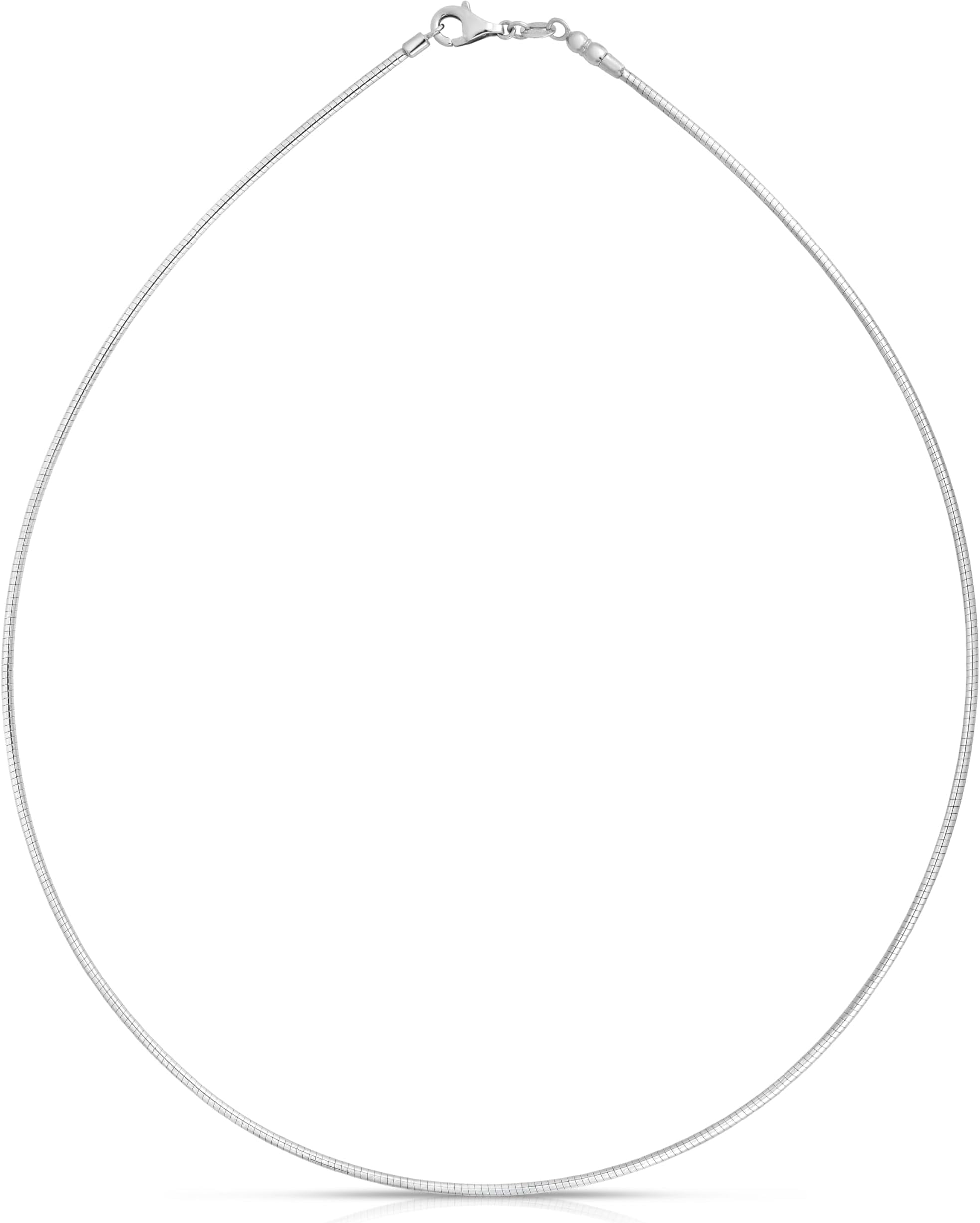 Floreo 14k White Gold 1.5mm Round Omega Chain Necklace