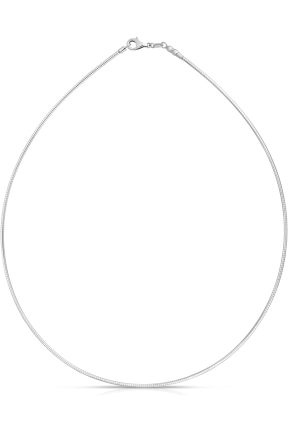 14k White Gold 1.5mm Round Omega Chain Necklace