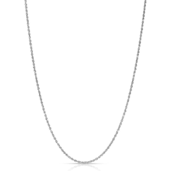 Floreo 14k White Gold 2.25mm Solid Rope Chain Diamond Cut Necklace