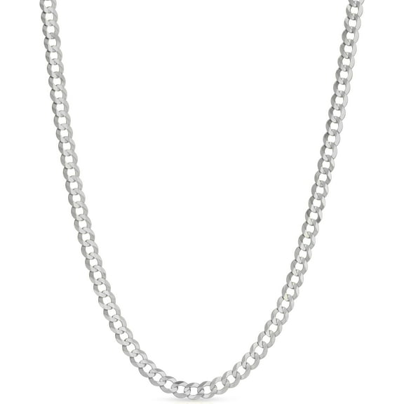 Floreo 14k White Gold 2.5mm Solid Curb Cuban Chain Necklace