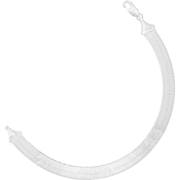 Floreo 14k White Gold 3mm or 4.5mm Solid Herringbone Chain Bracelet, 7 Inch