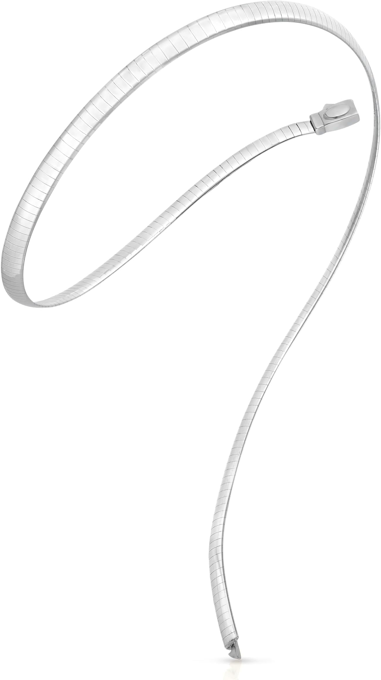 Floreo 14k White Gold 4mm Classic Omega Chain Necklace