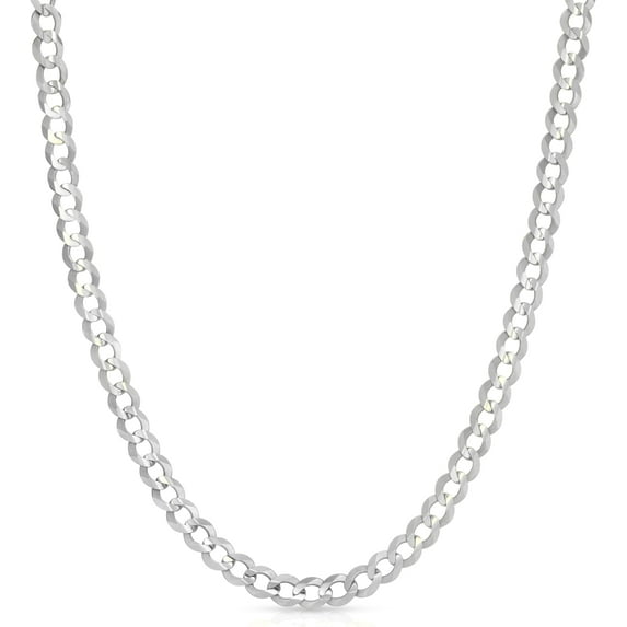 Floreo 14k White Gold 5.7mm Solid Curb Cuban Chain Necklace