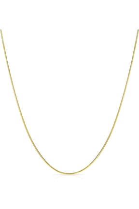 14k Yellow Gold 0.70mm Solid Round Snake Chain Necklace, 16", 18", or 20 Inch