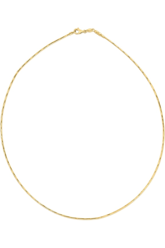 14k Yellow Gold 1.1mm Round Omega Diamond Cut Chain Necklace