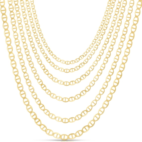 Floreo 14k Yellow Gold (1.2mm, 1.7mm, 3.2mm, 4.5mm, 5.5mm, 6.3mm) Solid Mariner Chain Necklace