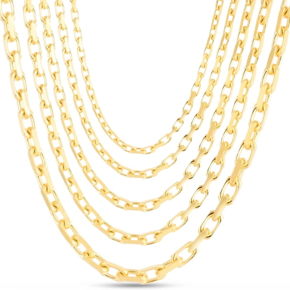 Floreo 14k Yellow Gold (1.3mm, 2mm, 2.5mm, 3.6mm, 4.8mm, 5.6mm) Solid French Cable Chain Necklace