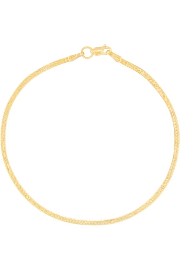 14k Yellow Gold 1.5mm Solid Herringbone Chain Bracelet or Anklet