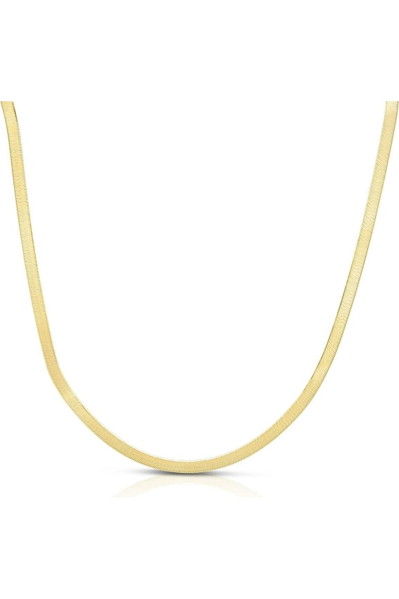 14k Yellow Gold 1.5mm Solid Herringbone Chain Necklace