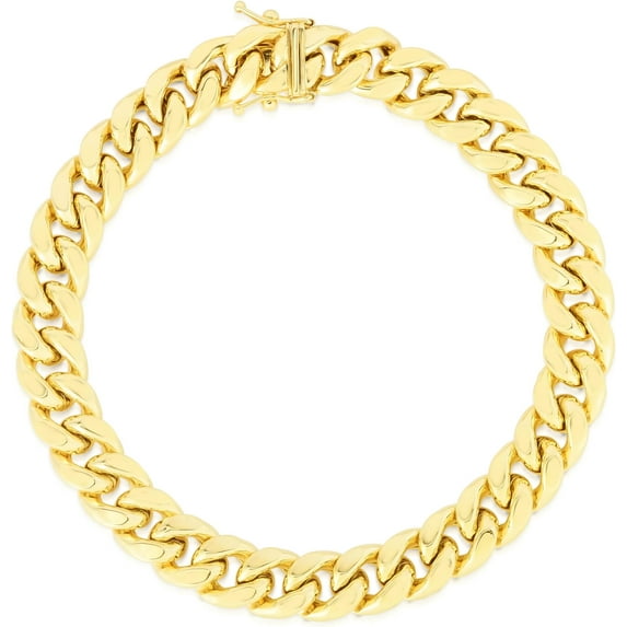 Floreo 14k Yellow Gold 10.7mm Semi-Lite Miami Cuban Chain Bracelet