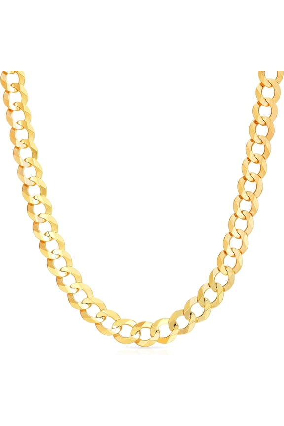 14k Yellow Gold 10mm Solid Curb Cuban Chain Necklace