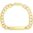 thumbnail image 1 of Floreo 14k Yellow Gold 11mm Solid Curb Chain ID Personalized Engraved Name Bar Custom Bracelet, 1 of 3
