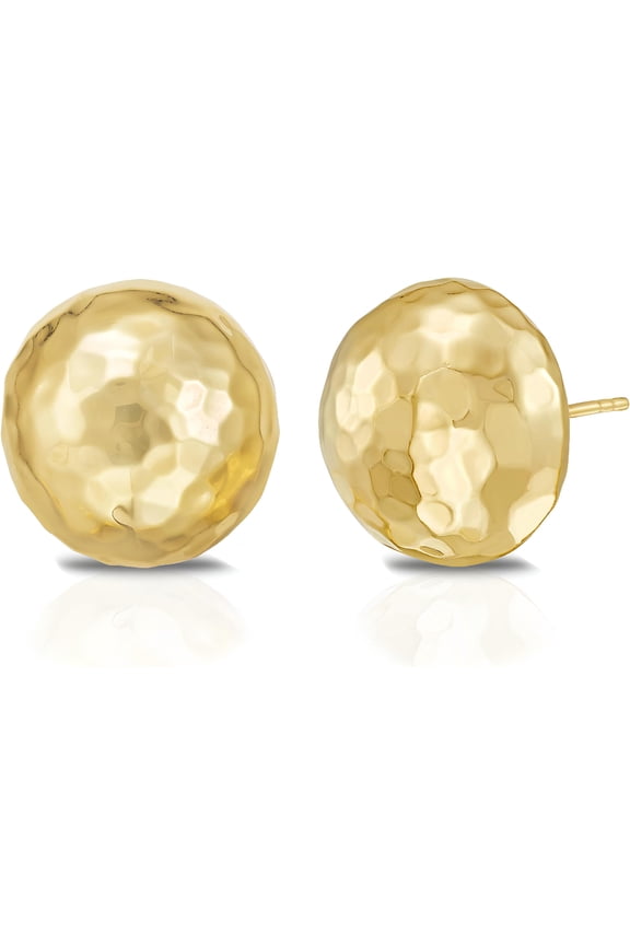 14k Yellow Gold 13.2mm Flat Back Faceted Ball Stud Earrings