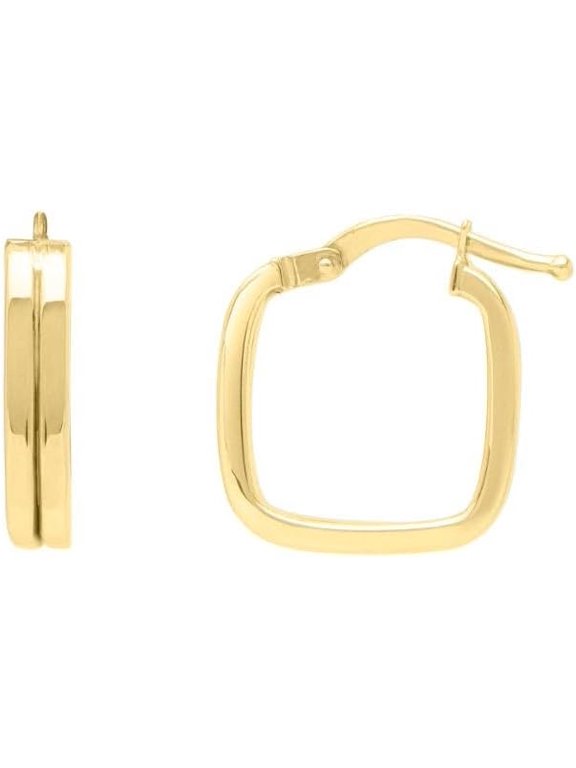 14k Yellow Gold 16mm Double Square Tube Hoop Earrings