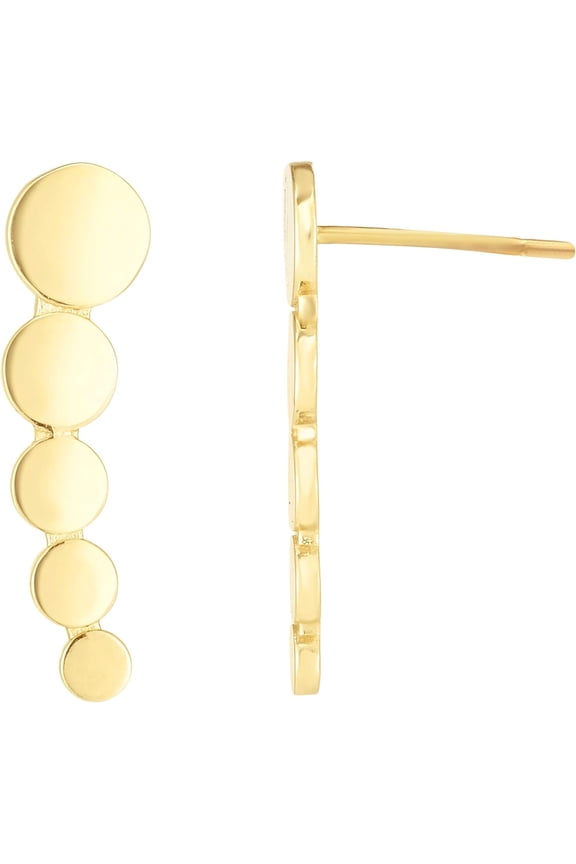 14k Yellow Gold 17.9mm Graduated Circles Ear Climber Earrings