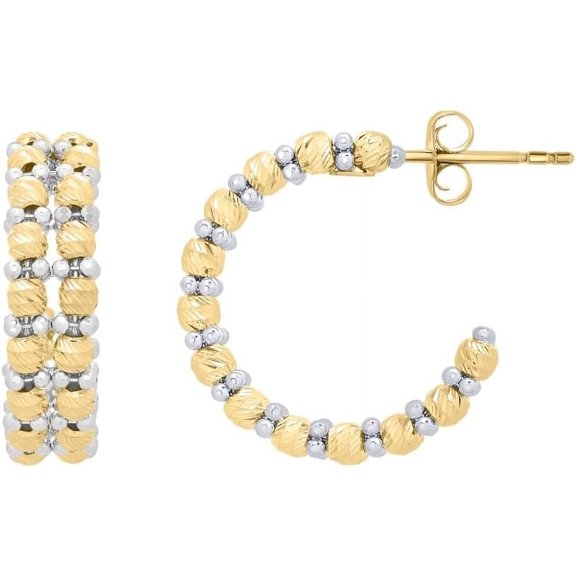 Floreo 14k Yellow Gold 19mm Two-Tone Double Row Beaded Earrings