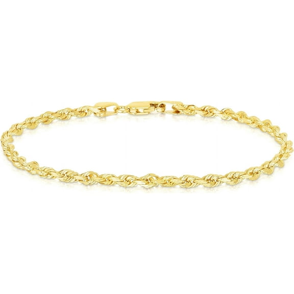 Floreo 14k Yellow Gold 2.5mm Solid Rope Chain Bracelet