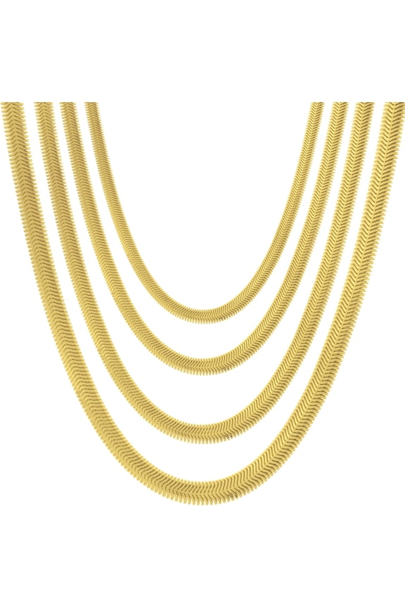 14k Yellow Gold (2.6mm, 3.3mm, 4.2mm, 5.3mm) Solid Oval Snake Chain Link Necklace