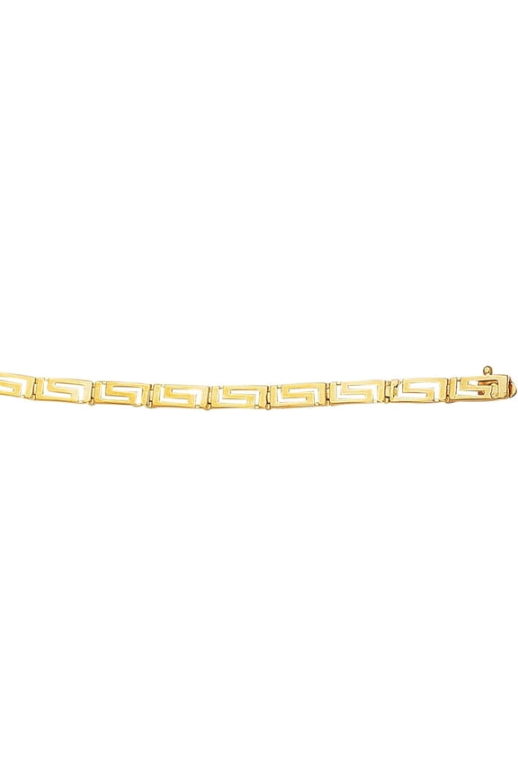 14k Yellow Gold 2.7mm Greek Key Link Bracelet, 7.25 Inch