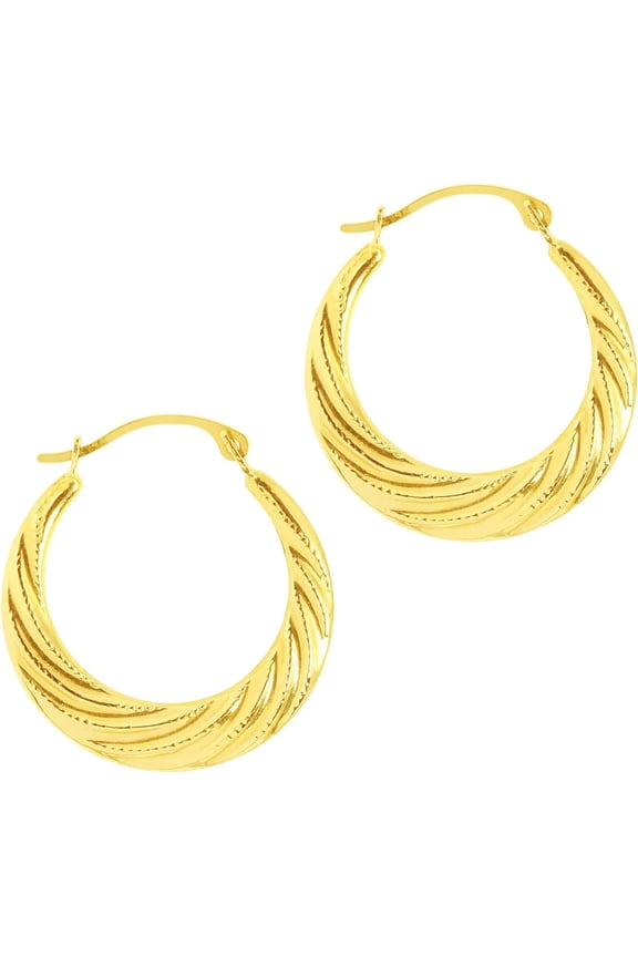 14k Yellow Gold 20mm Milgrain Twist Back to Back Hoop Earrings