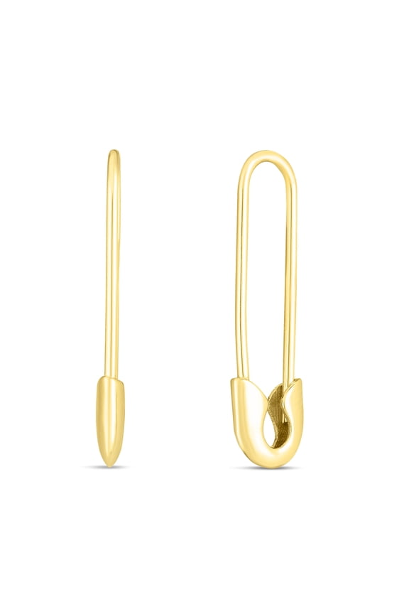 14k Yellow Gold 23mm Safety Pin Earrings