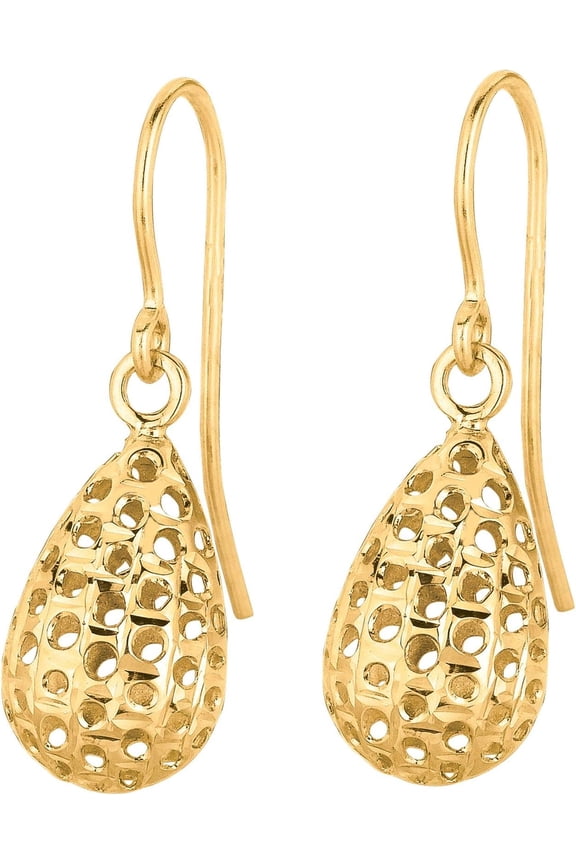 14k Yellow Gold 24mm Small Open Tear Drop Earrings