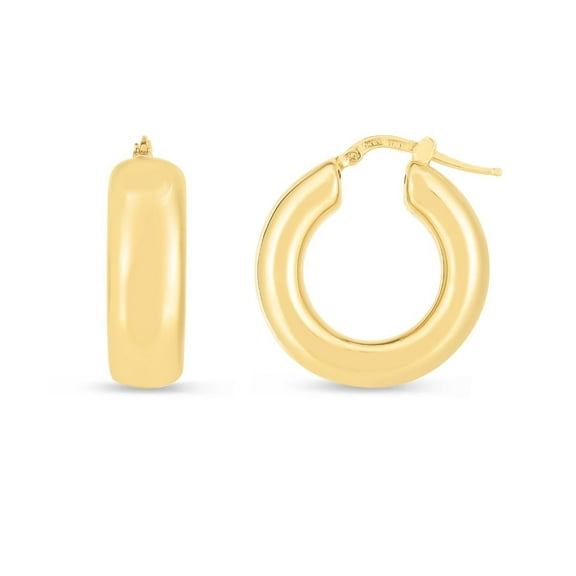Floreo 14k Yellow Gold 27mm Medium Puffy Hoop Earrings