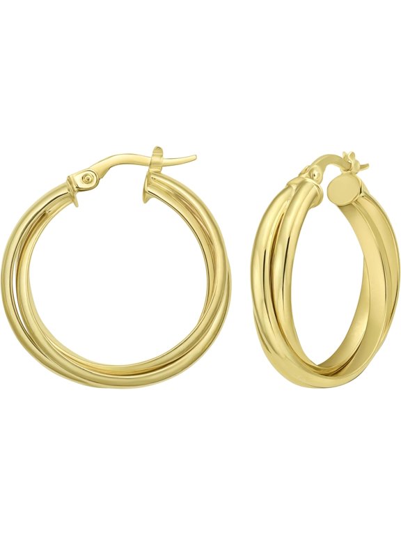 14k Yellow Gold Interlocking Trinity Hoop Earrings