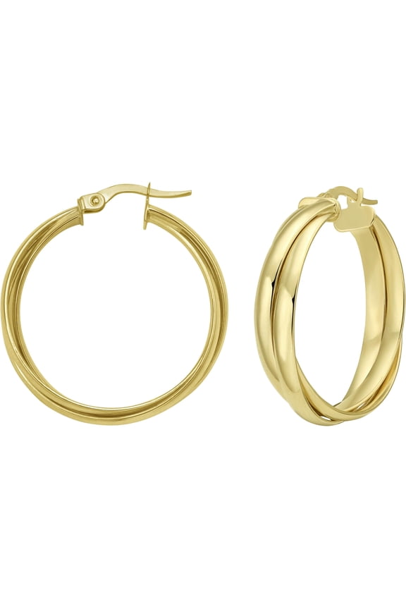 14k Yellow Gold Interlocking Trinity Hoop Earrings