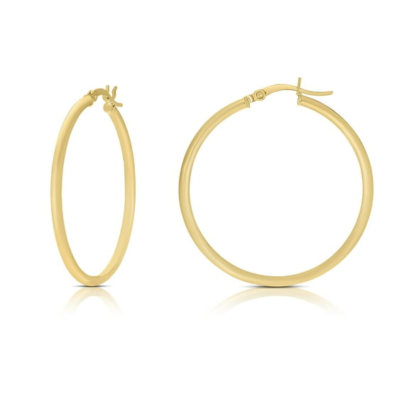 Floreo 14k Yellow Gold 2mm x 45mm High Polish Round Tube Hoop Earrings