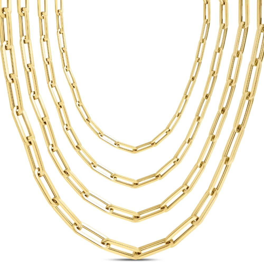 Floreo 14k Yellow Gold (3.2mm, 4.2mm, 6.1mm, 9.8mm) Lite Paperclip Chain Necklace