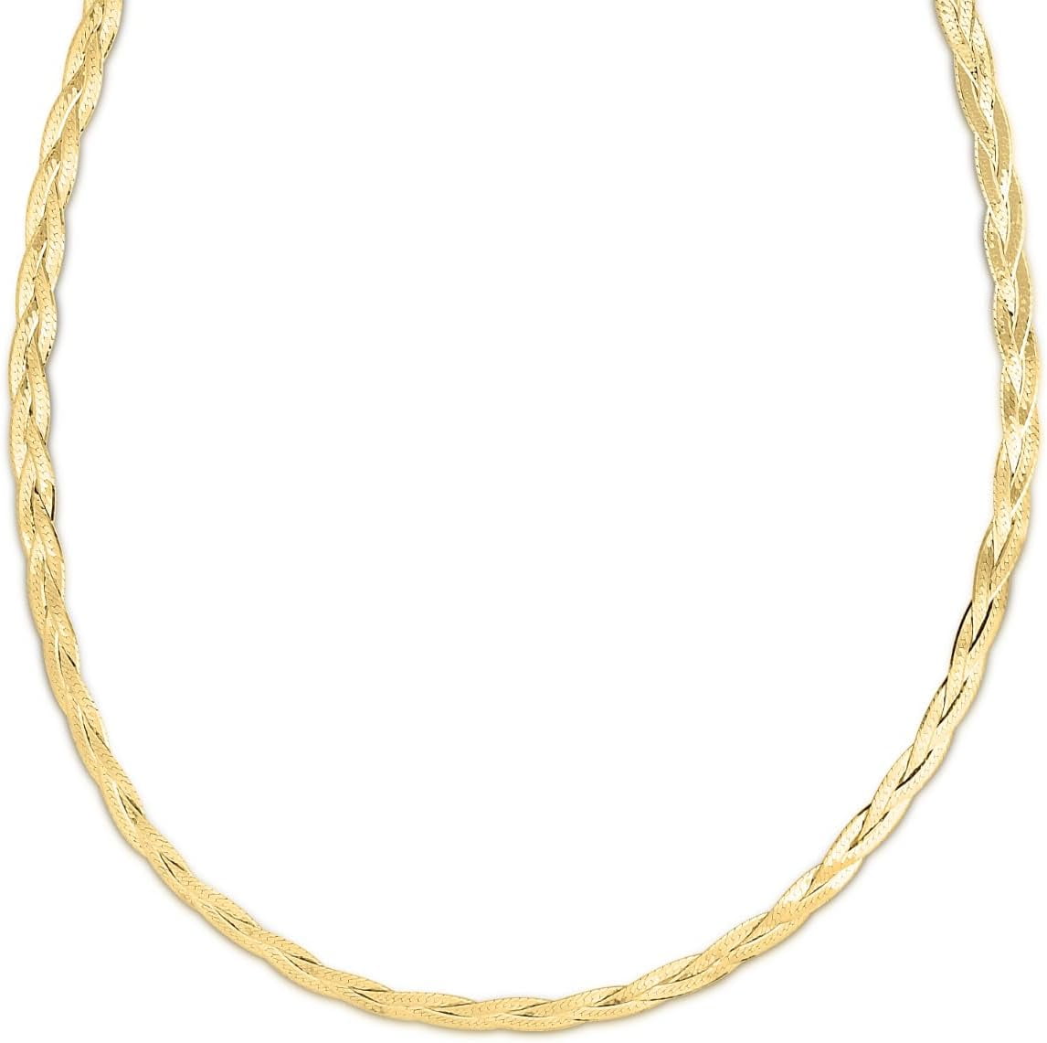 Floreo 14k Yellow Gold 3.2mm Solid Braided Herringbone Necklace