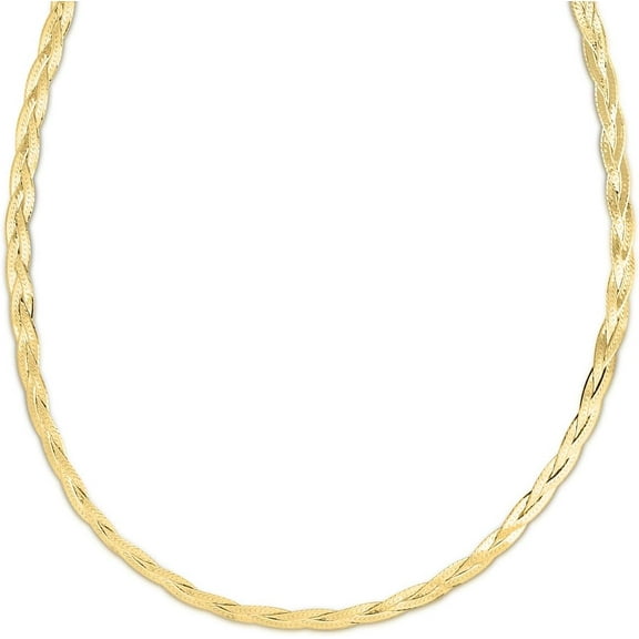 Floreo 14k Yellow Gold 3.2mm Solid Braided Herringbone Necklace