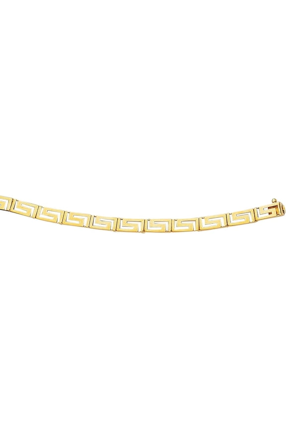 14k Yellow Gold 3.5mm Greek Key Link Bracelet, 7.25 Inch