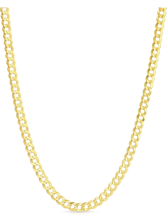 14k Yellow Gold 3.5mm Solid Curb Cuban Chain Necklace