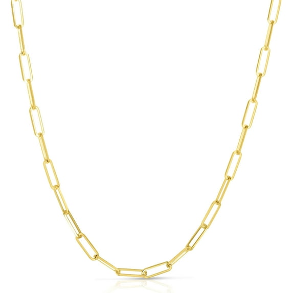 Floreo 14k Yellow Gold 3.5mm Solid Paperclip Link Chain Necklace
