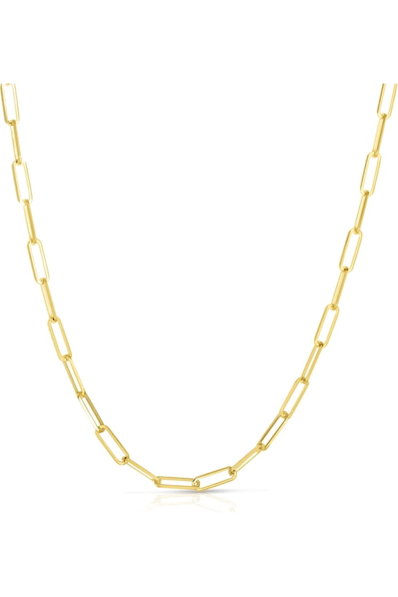 14k Yellow Gold 3.5mm Solid Paperclip Link Chain Necklace