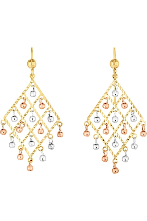 14k Yellow Gold 30mm Polished Interlocking Drop Hoops Earrings