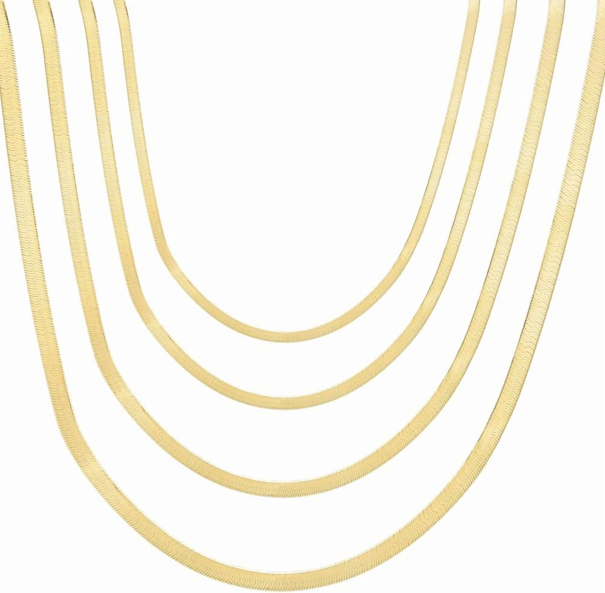 Floreo 14k Yellow Gold (3mm, 4mm, 4.5mm, 6mm) Flexible Shiny Herringbone Necklace