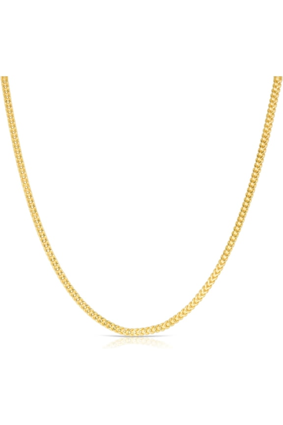 14k Yellow Gold 3mm Semi-Solid Square Franco Chain Necklace