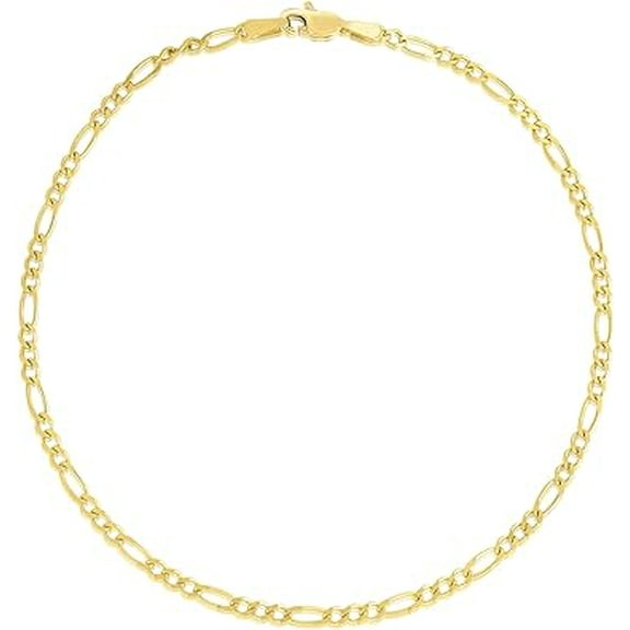 Floreo 14k Yellow Gold 3mm Solid Figaro Link Bracelet - 8 Inch