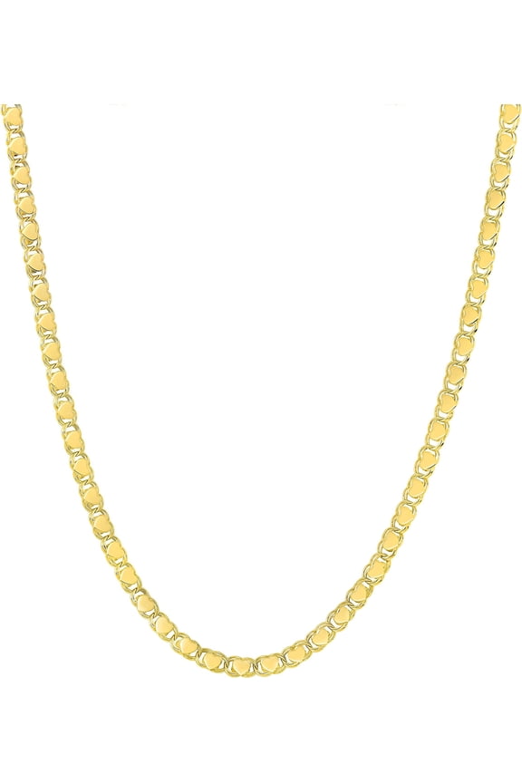 14k Yellow Gold 3mm Solid Heart Charm Chain Necklace