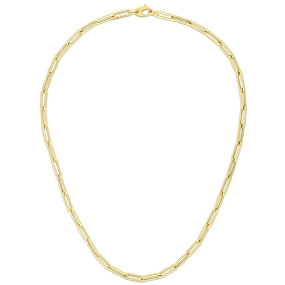 Floreo 14k Yellow Gold 4.2mm Hollow Paperclip Link Chain Necklace - 24 Inch
