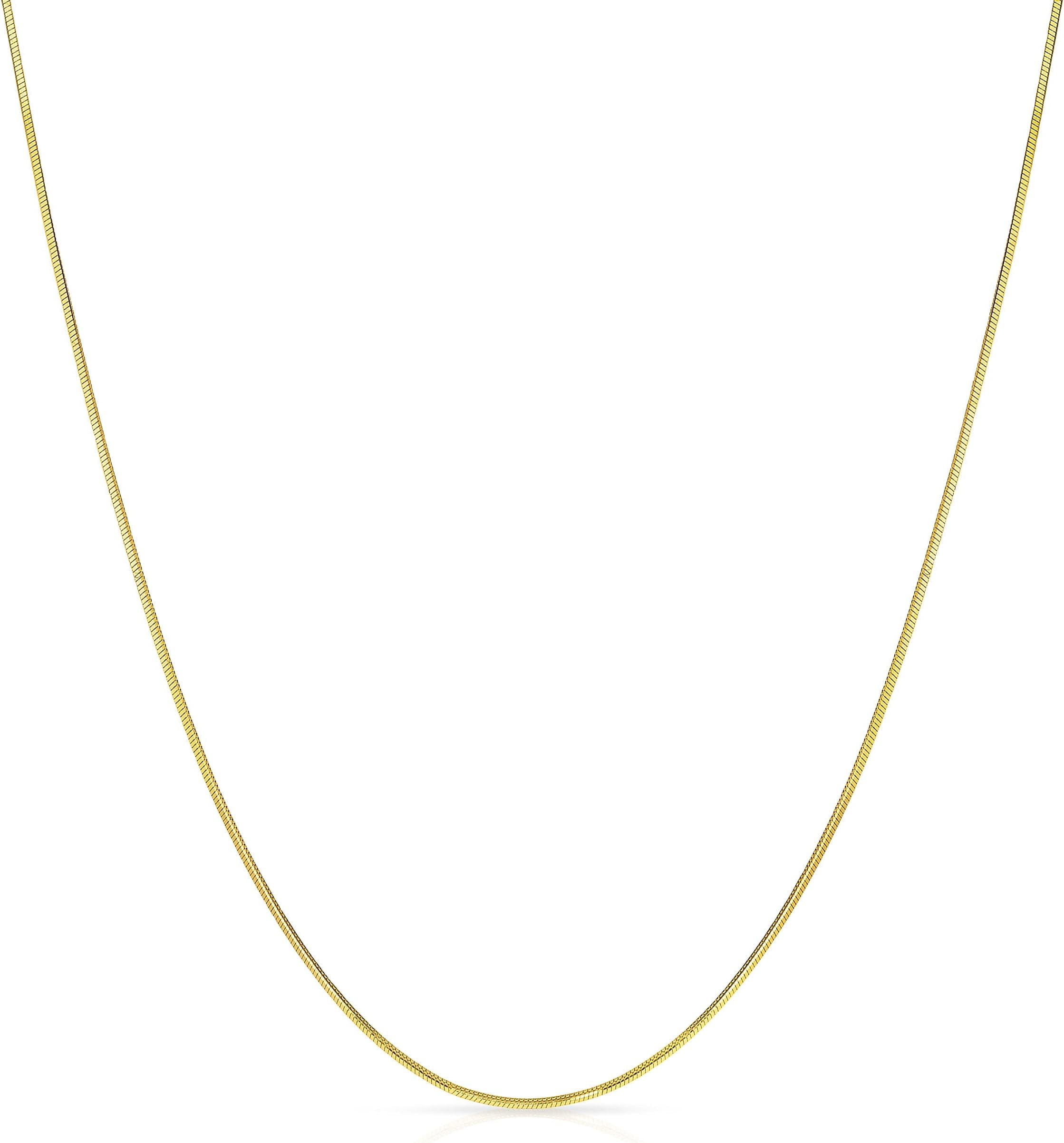 Floreo 14k Yellow Gold 0.70mm Solid Round Snake Chain Necklace, 16", 18", or 20 Inch