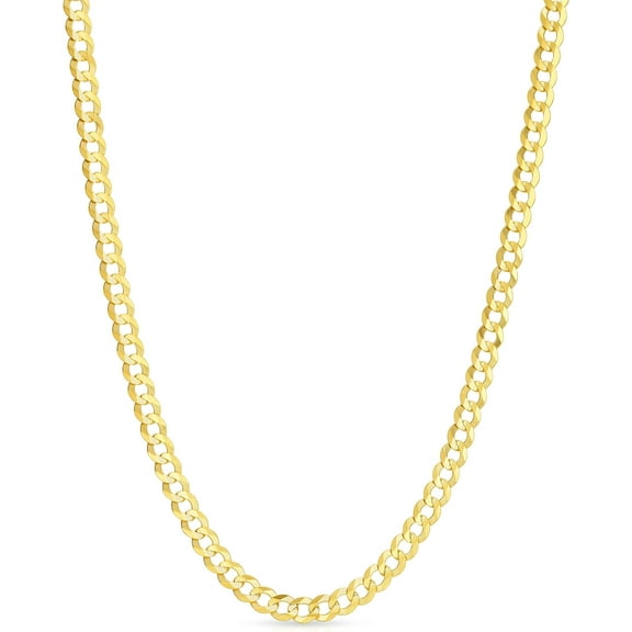Floreo 14k Yellow Gold 4.5mm Solid Curb Cuban Chain Necklace
