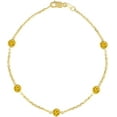 thumbnail image 1 of Floreo 14k Yellow Gold 4mm Round Created Birthstone Cable Bracelet or Anklet, 1 of 4