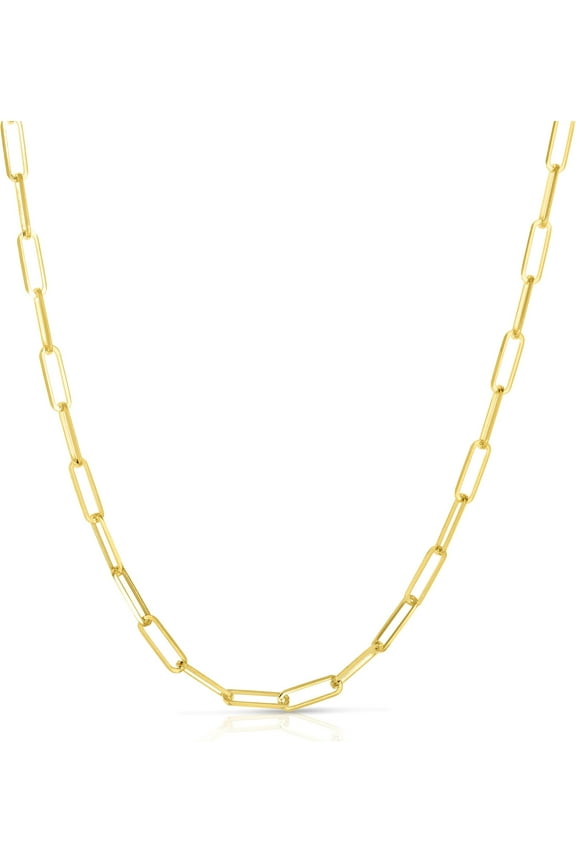 14k Yellow Gold 4mm Solid Paperclip Link Chain Necklace