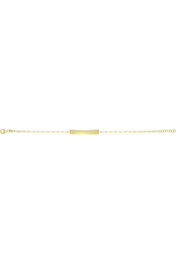 14k Yellow Gold 5mm Customizable Engravable ID Bar Paperclip Link Bracelet, 7 Inch