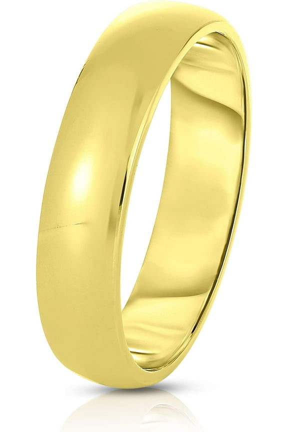 14k Yellow Gold 5mm Lite Comfort Fit Wedding Band, Size 9