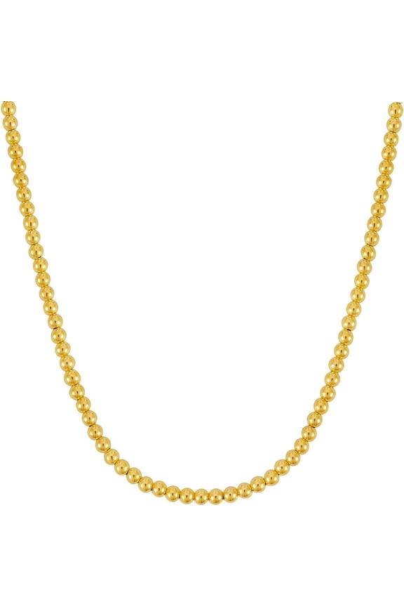 14k Yellow Gold 5mm Shiny High Polish Bead Chain Necklace 16" - 17" - 18 Inch